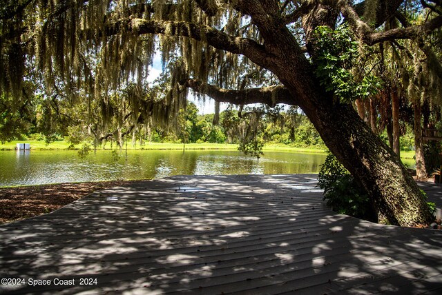 view of property's community with a water view