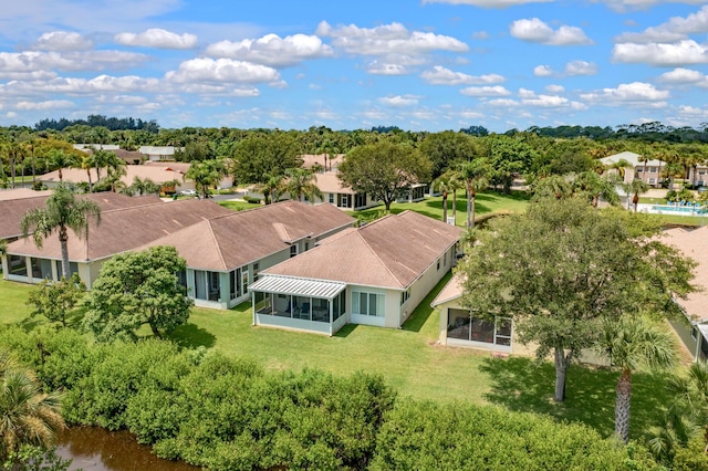 aerial view with a residential view