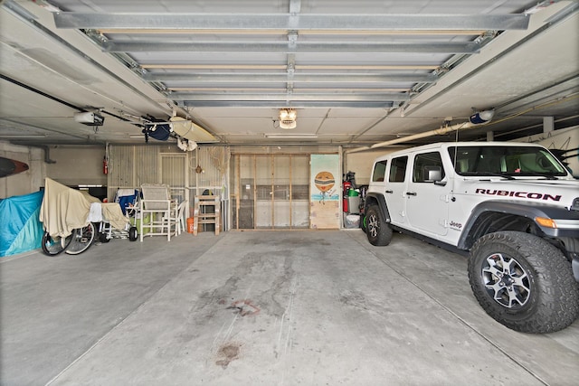 garage with a garage door opener