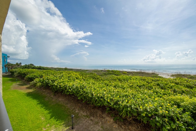 view of water feature featuring a beach view