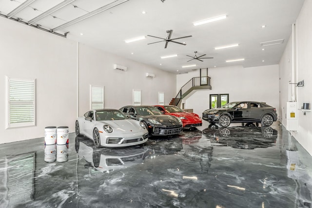 garage with a wall mounted AC