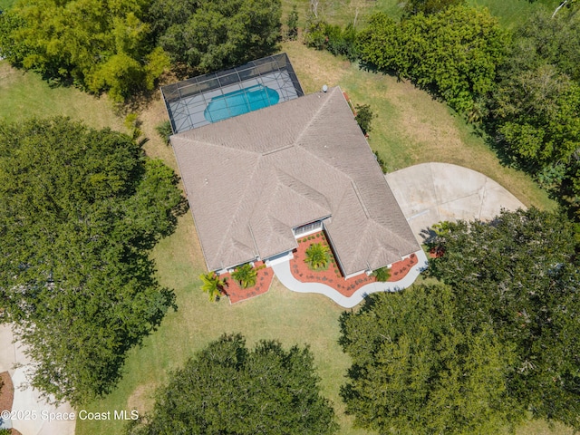 3520 Shady Run Rd, Melbourne, FL 32934 - view from above of property featuring a pool area