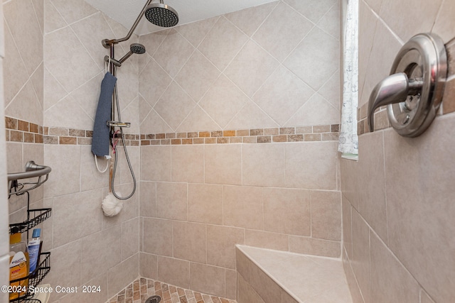 bathroom with tiled shower