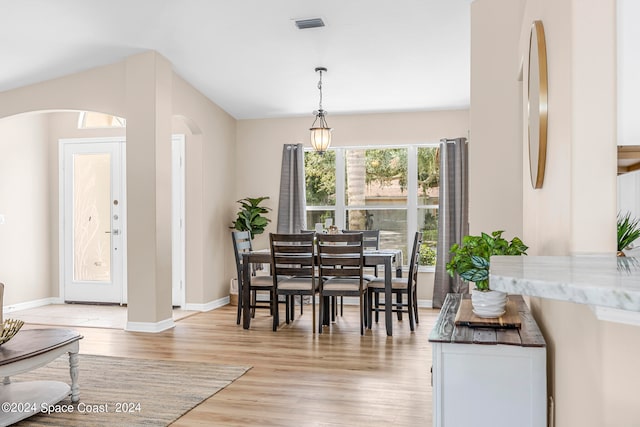 dining space featuring light hardwood / wood-style floors