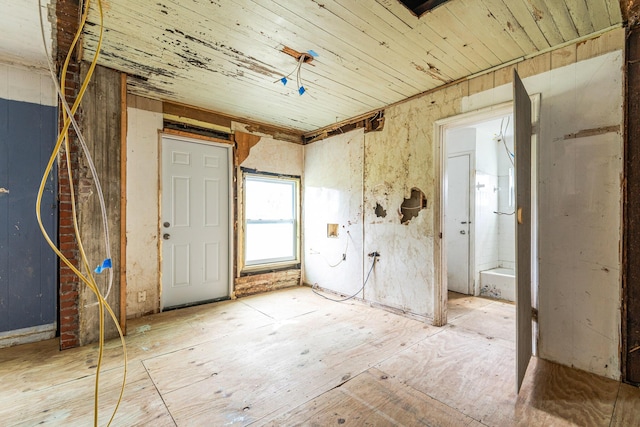 interior space with wood ceiling