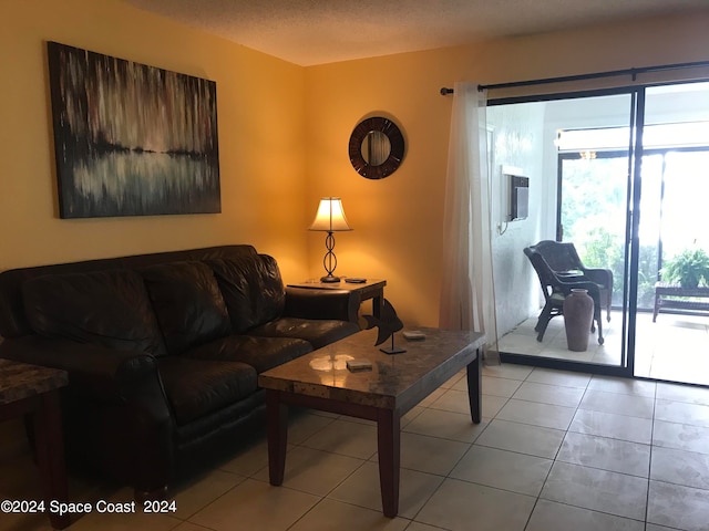 view of tiled living room