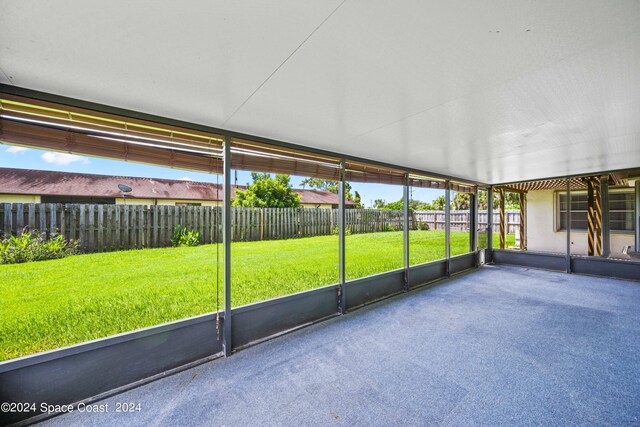 view of unfurnished sunroom