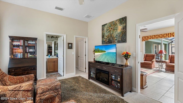 view of tiled living room