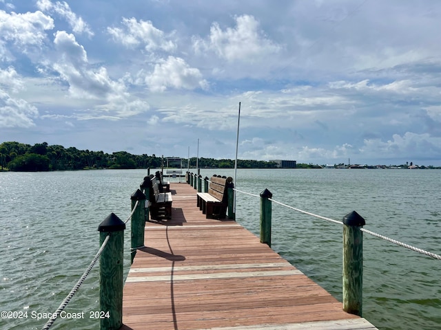 dock area featuring a water view