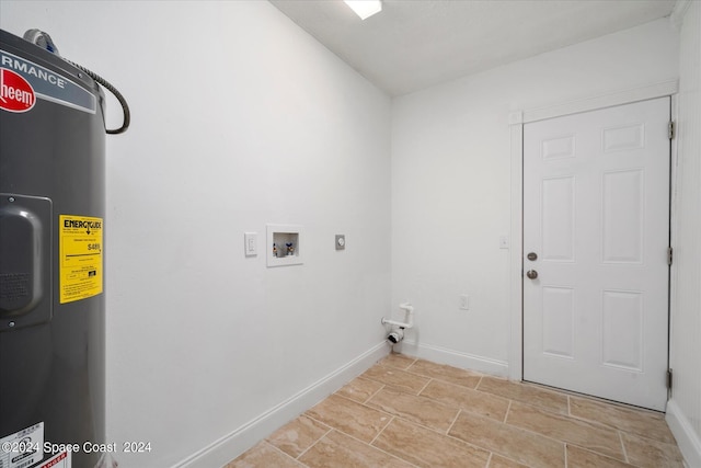 laundry area with washer hookup, gas dryer hookup, and water heater