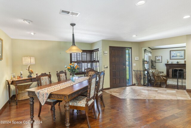 dining area with wood-type flooring