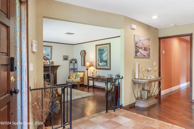 interior space with crown molding