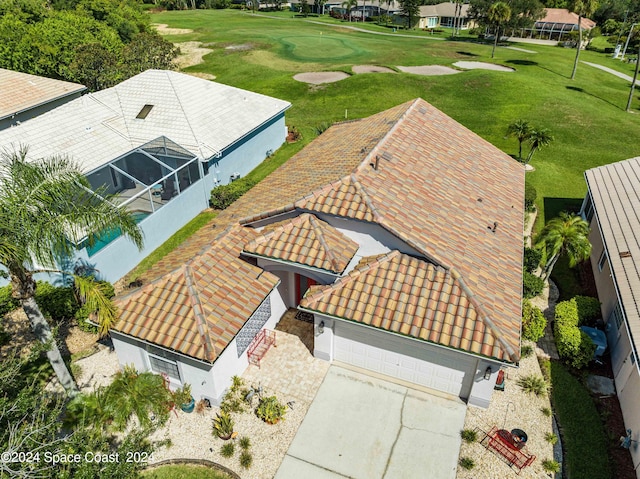 aerial view featuring golf course view