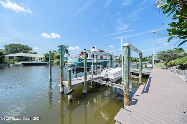 view of dock featuring a water view