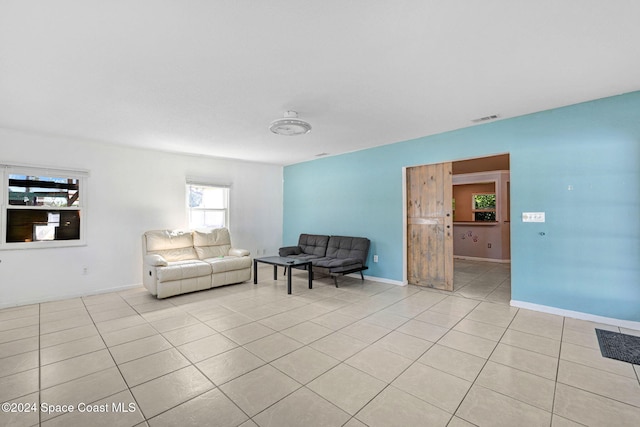 view of tiled living room