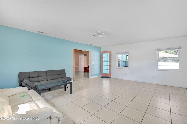 view of tiled living room