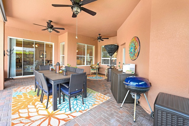 view of patio with ceiling fan