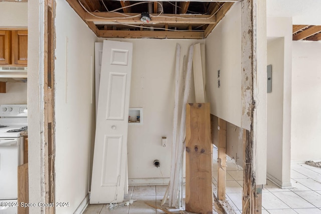 bathroom with tile patterned floors