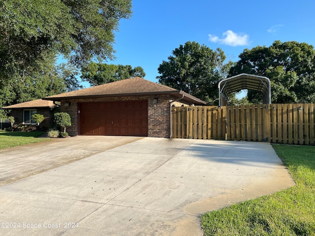 view of side of home with a garage