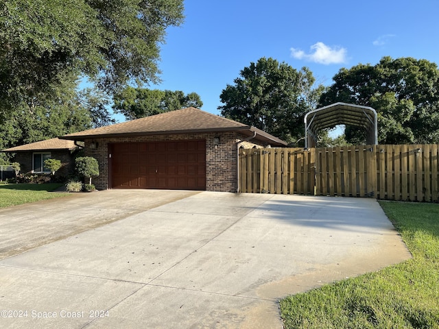 single story home featuring a garage