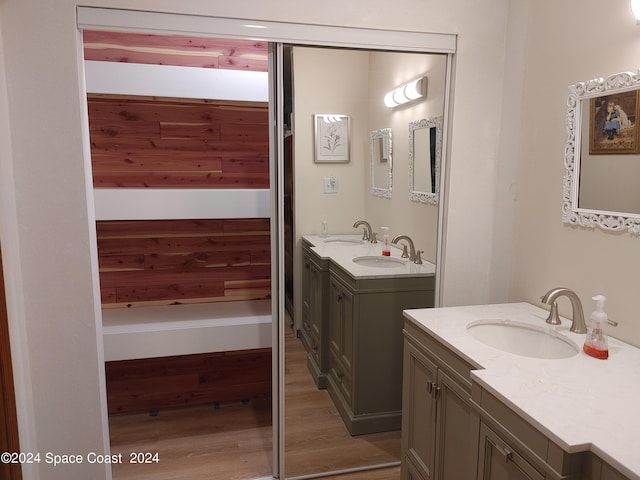 bathroom featuring vanity and wood-type flooring