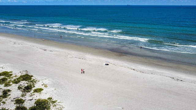 view of water feature featuring a view of the beach