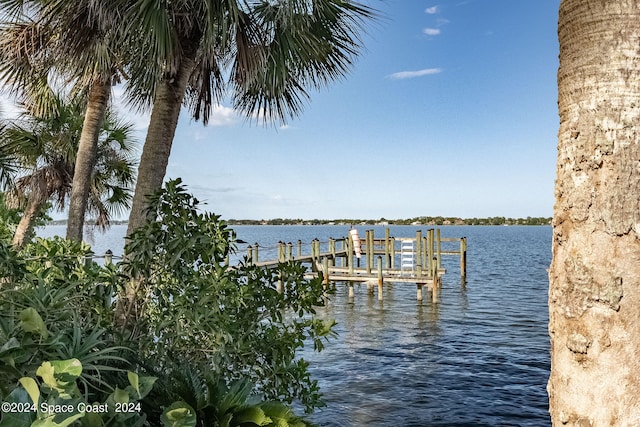 view of dock featuring a water view