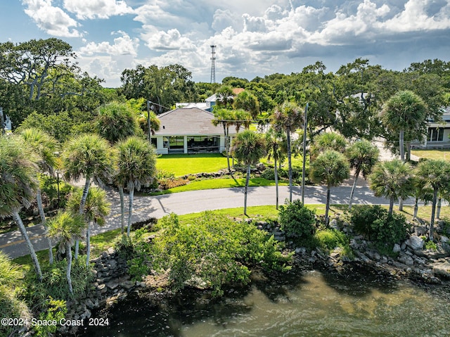 exterior space featuring a water view