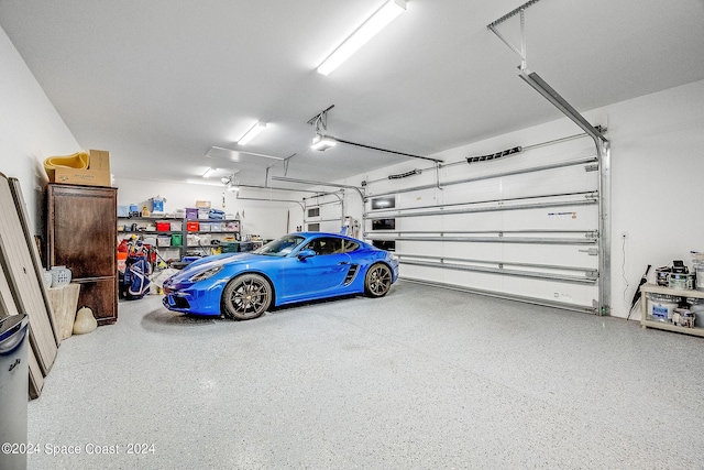 garage with a garage door opener