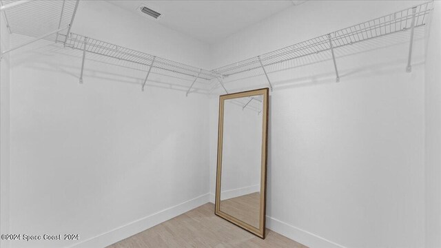 walk in closet featuring light hardwood / wood-style flooring