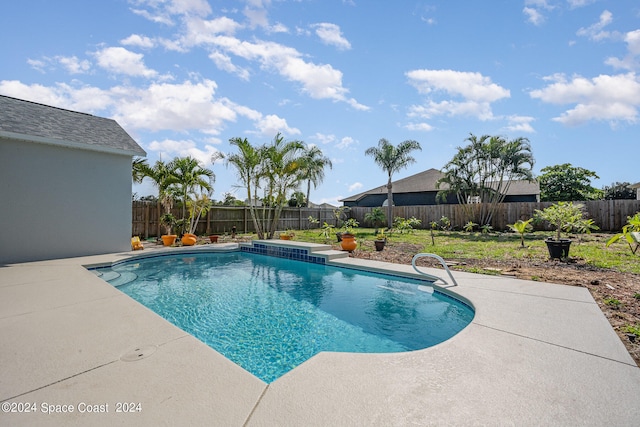 view of swimming pool featuring a patio