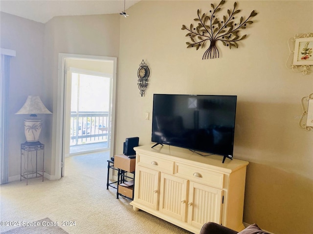 living room with light colored carpet