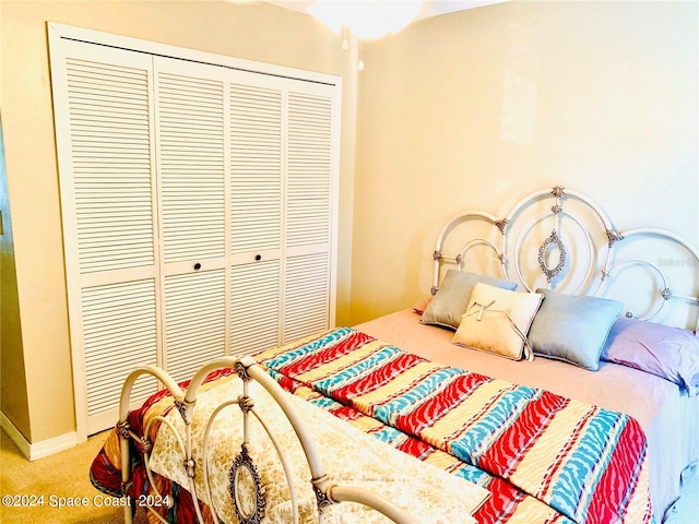 bedroom featuring carpet floors and a closet