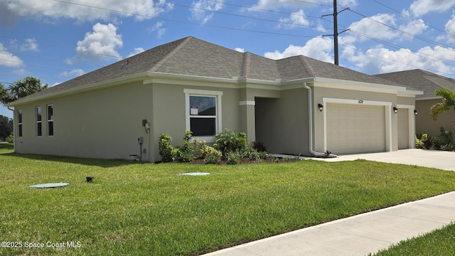 4376 Kelsey Ln, Sebastian, FL 32976 - ranch-style home featuring stucco siding, an attached garage, concrete driveway, and a front lawn