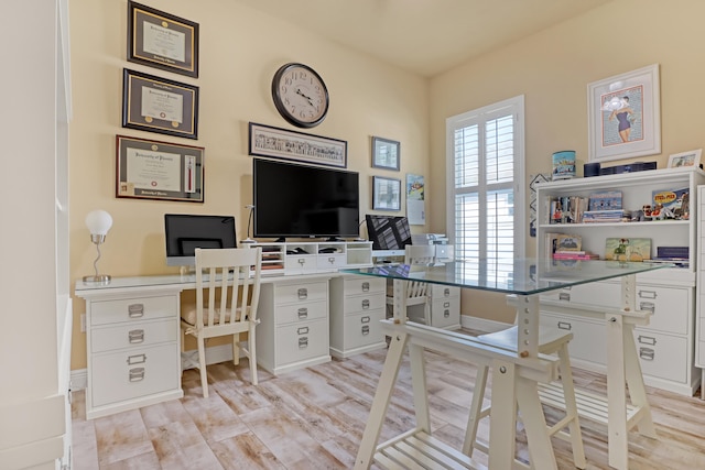 office featuring light hardwood / wood-style floors