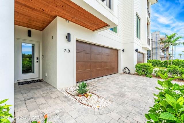 exterior space featuring a garage