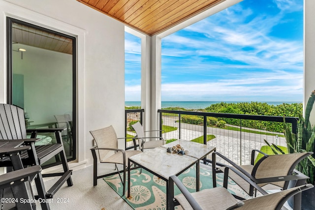 balcony with a water view