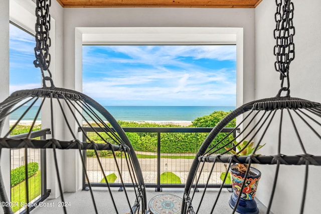 exterior space with a view of the beach and a water view