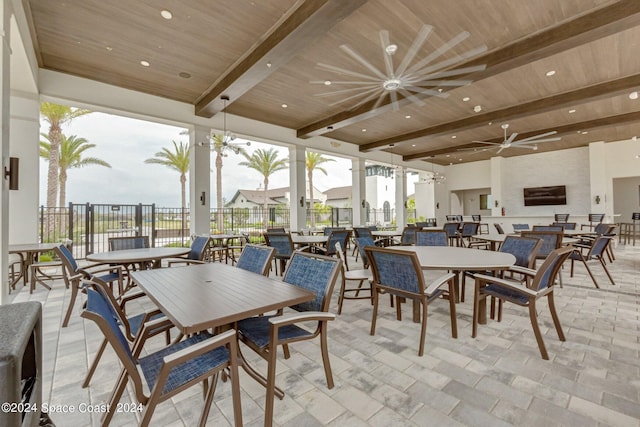 view of patio / terrace featuring ceiling fan