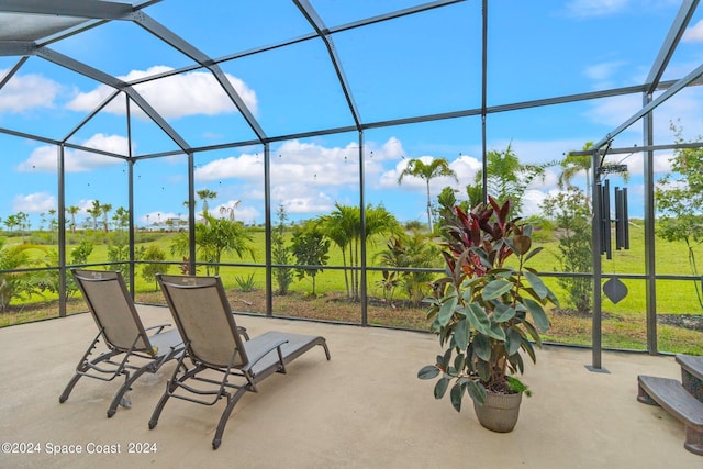 view of patio / terrace with glass enclosure