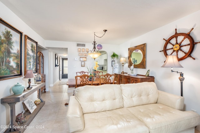 view of tiled living room