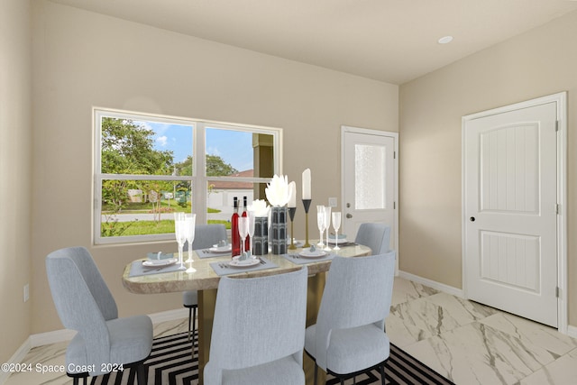 view of tiled dining room