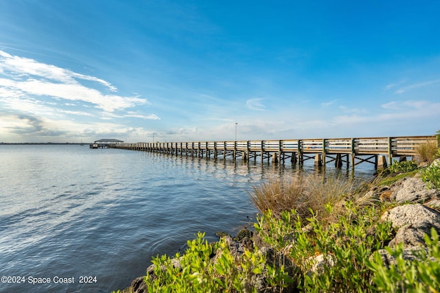 view of dock featuring a water view