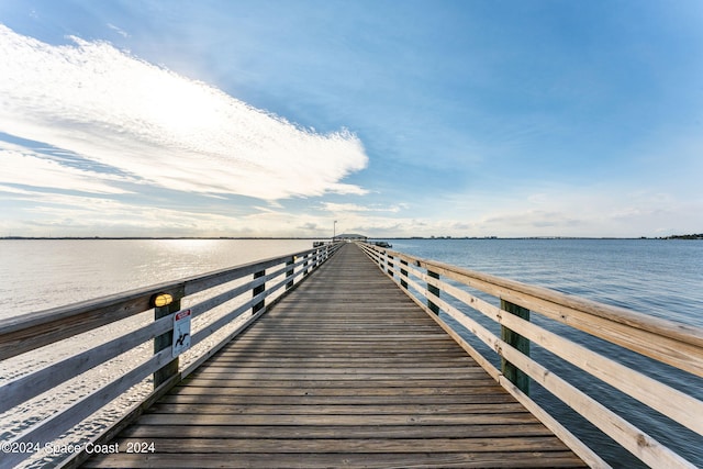 view of dock featuring a water view