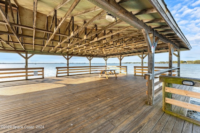 dock area featuring a water view