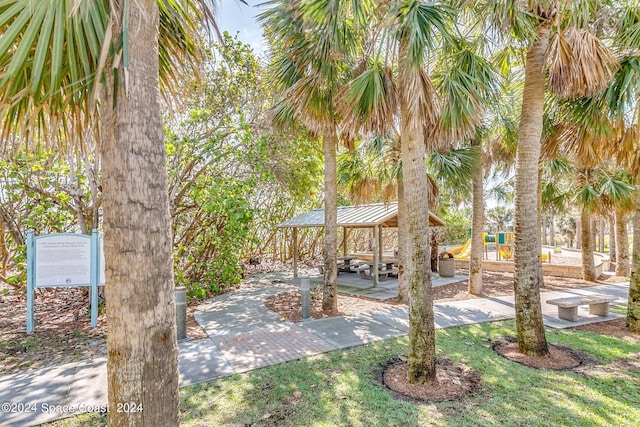 view of yard with a gazebo