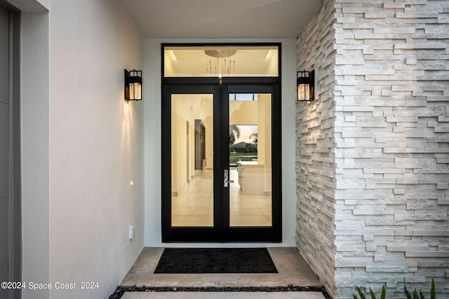 entrance to property with french doors