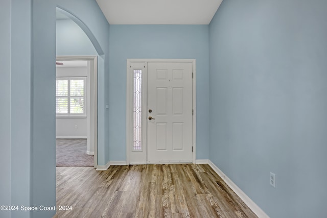 entrance foyer featuring light wood-type flooring