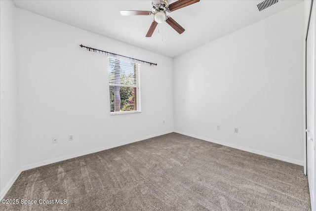 673 Remington Green Dr SE, Palm Bay, FL 32909 - spare room with visible vents, baseboards, a ceiling fan, and carpet
