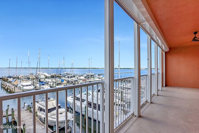 balcony with a water view